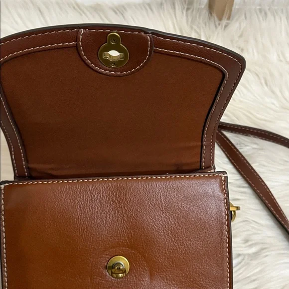 FOSSIL Brown Leather Crossbody Bag Ainsley Flap - Picture 7 of 15